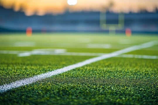 Football field sunset game yard line artificial turf