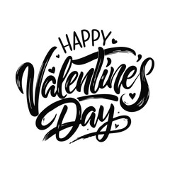 Hearts and Happy Valentines Day! Text Design line art icon sign silhouette vector illustration  with fun brush ink typography calligraphy for photo overlays t-shirt print flyer poster design