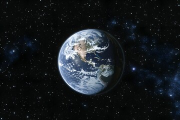 Earth, space, cosmos, rotating, clouds, North America, stars, background, illustration, environment