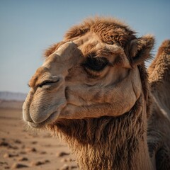 A camel with a smooth, glossy coat.