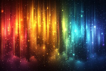 Explore a captivating 3D animation of radiant neon abstract visuals, adorned by dazzling vertical lines that swirl through an array of colorful spectra