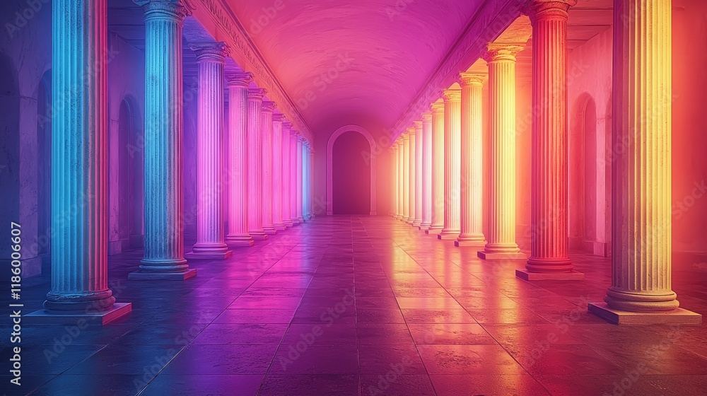Poster vivid colors pulse in elongated rectangular shapes within a vibrant retro neon vj loop, highlighting
