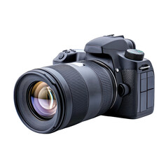 Fototapeta premium Close up of professional DSLR camera with lens, showcasing precision and detail