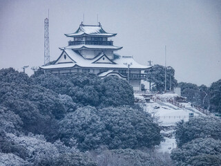 小牧山城の雪景色