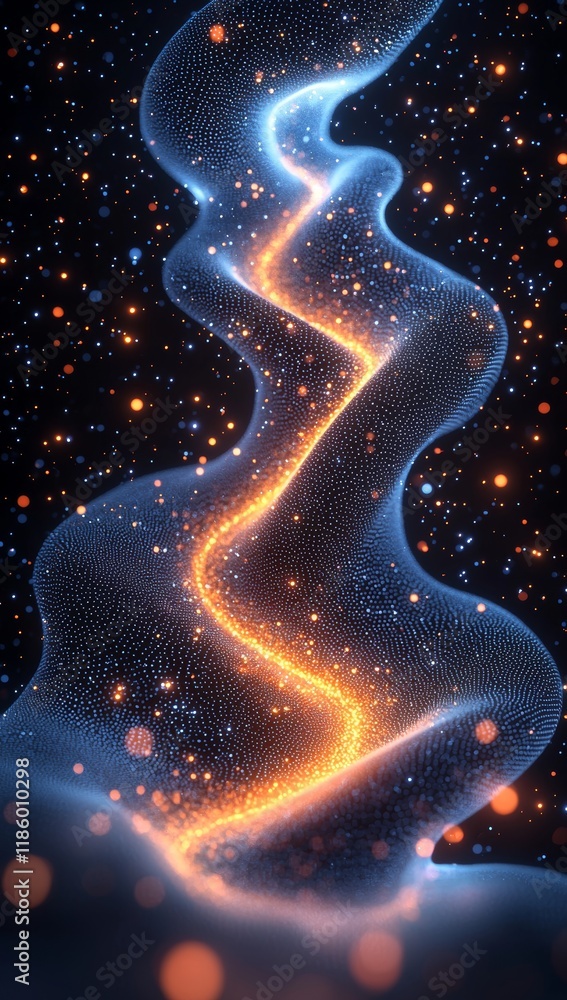 Poster in a 3d graphics studio, the visualization of dynamic digital wave abstract technology is captured w