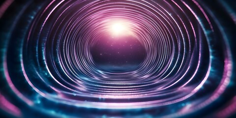 A colorful, abstract spiral tunnel with glowing effects and a bright light source at the end, creating a cosmic atmosphere. Concept Abstract Spiral Tunnel, Glowing Effects, Bright Light Source