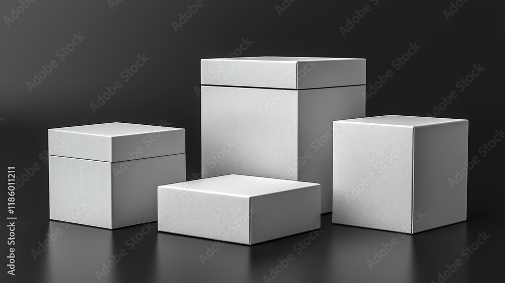 Poster dynamic white cube animation in a minimalist 3d rendering studio environment, close-up perspective v