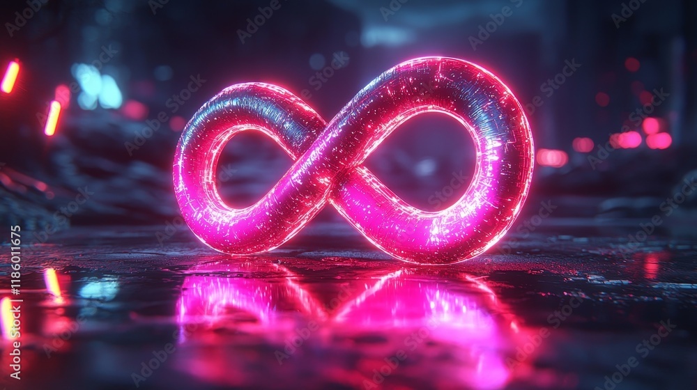 Poster dark background animation of an infinite loading loop, fitting for urban exploration themes and digi