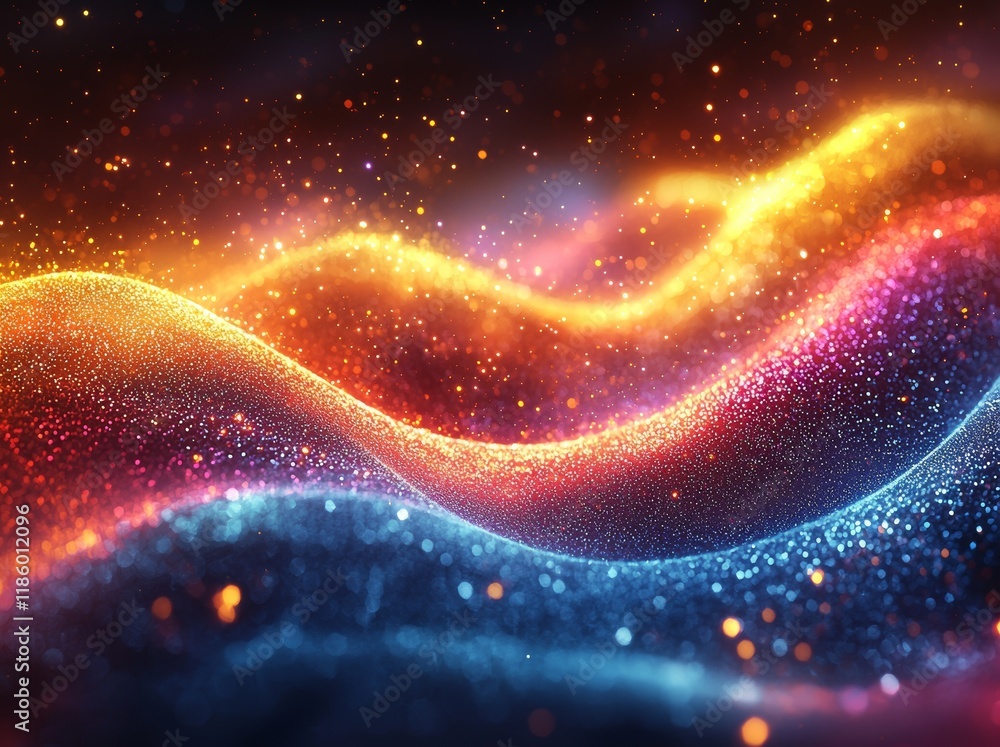 Poster a soft fractal motion background featuring abstract trapcode form digital particle waves, ideal for 
