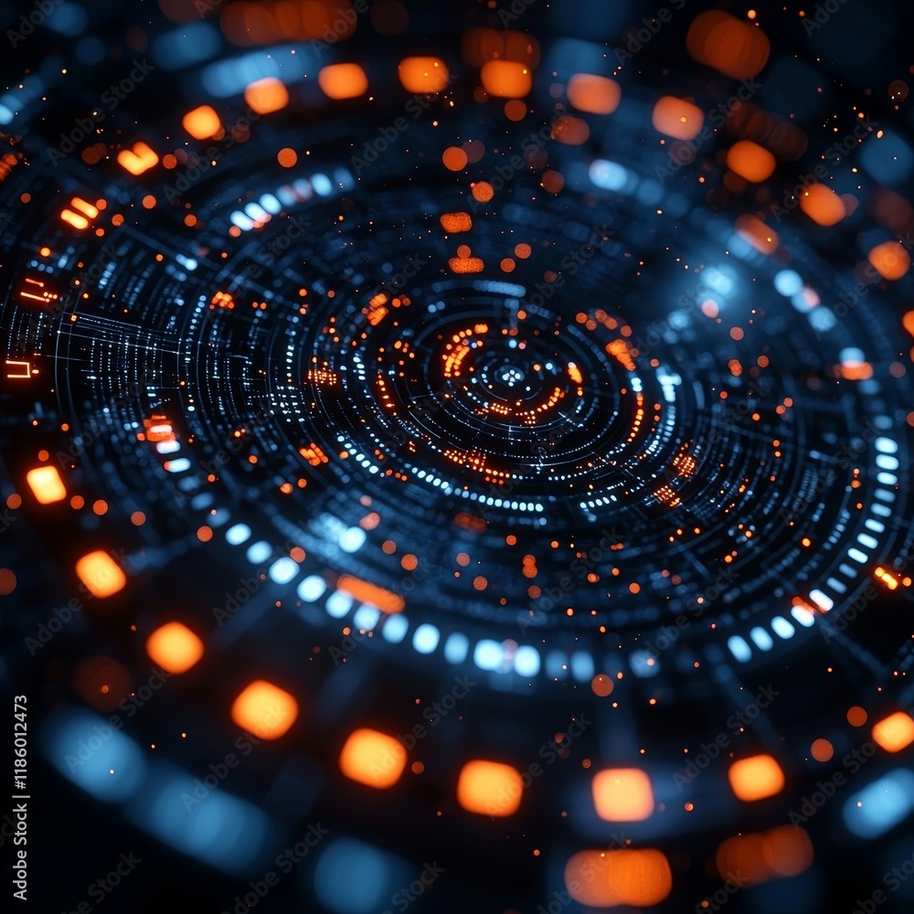 Poster through stock visual effects, a dynamic abstract scene in digital art is created, offering a virtual