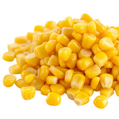 Sweet Corn Kernels: Fresh Yellow Corn, Close Up, Isolated on White Background,  High-Quality Food Photography,  Perfect for Recipes and Culinary Use