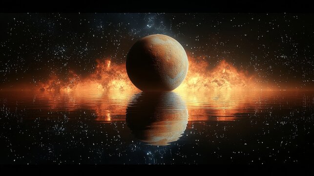 A mesmerizing animation of a spinning red planet with an abstract alien landscape backdrop, showcasing high-definition visuals in Quicktime ProRes 444 format