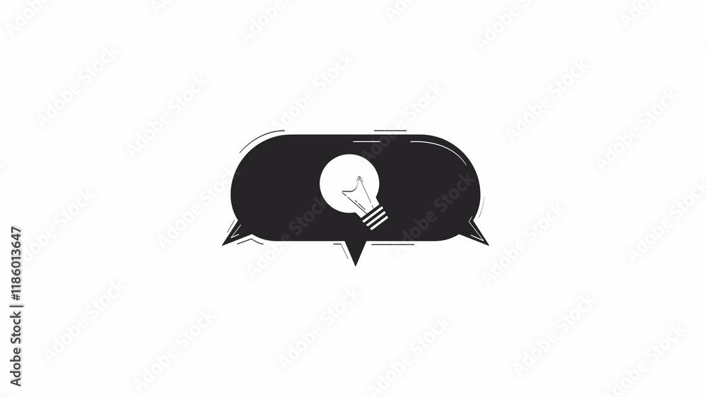 Aufkleber light bulb enclosed within speech bubble outline 2d object doodle animation. creativity, innovation,