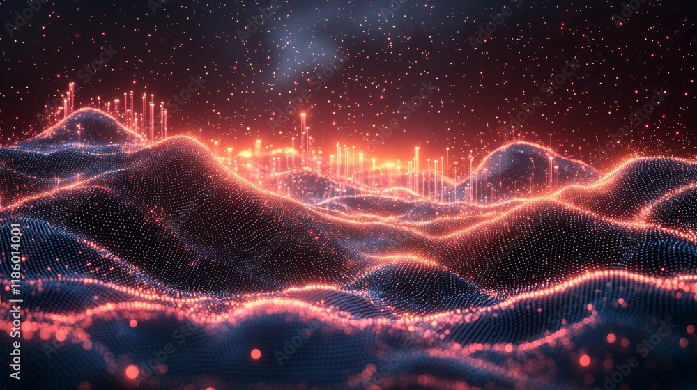 Poster futuristic technology and innovation concept showcased in a 3d animation of a rocket launch event se