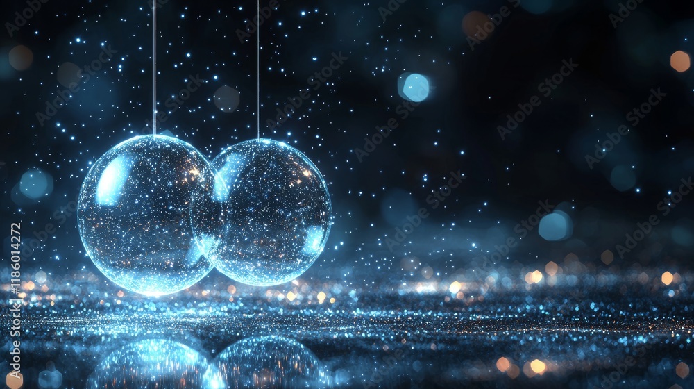 Aufkleber dynamic motion of digital spheres in an abstract background visual art, set in a dark environment, s