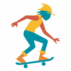 Obraz premium Skateboarder Silhouette Retro Art on a isolated white background 