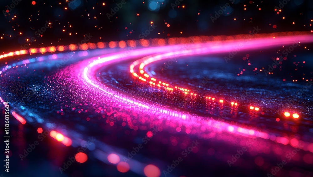 Poster dynamic digital lens animation in a futuristic environment using advanced graphic rendering technolo