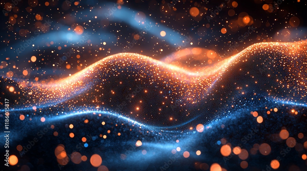 Poster glowing trails form as abstract light streams dance across a dark background
