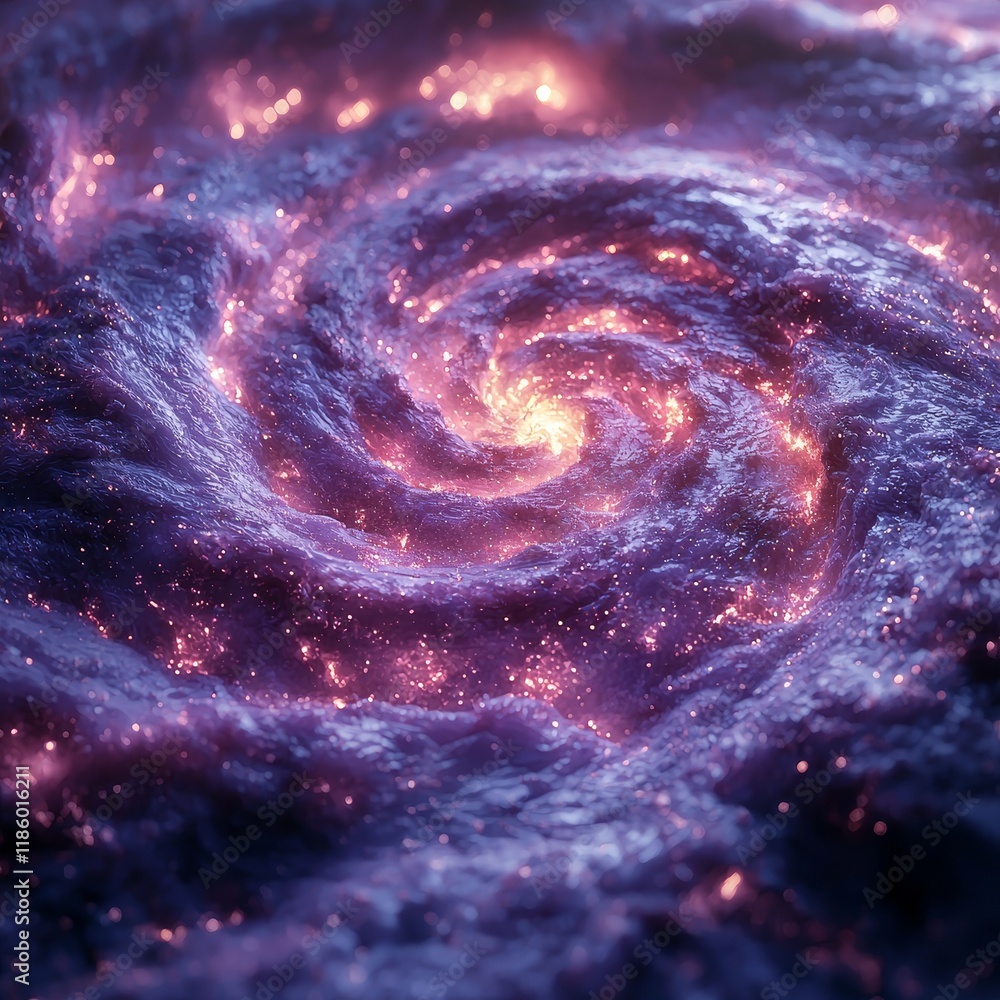 Poster a close-up of an abstract space with a dynamic cosmic swirl animation, illustrating a sci-fi concept