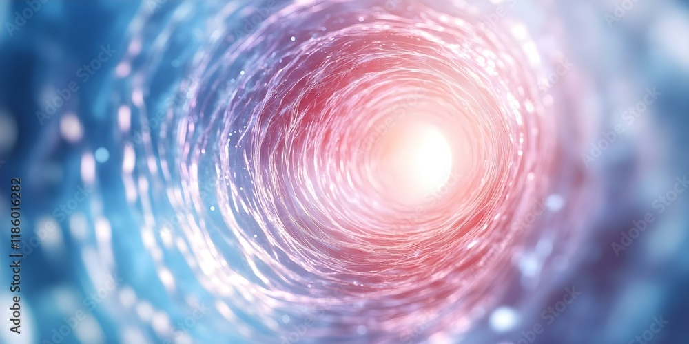 Poster a swirling tunnel of light and colors, creating a sense of depth and motion. concept visual illusion