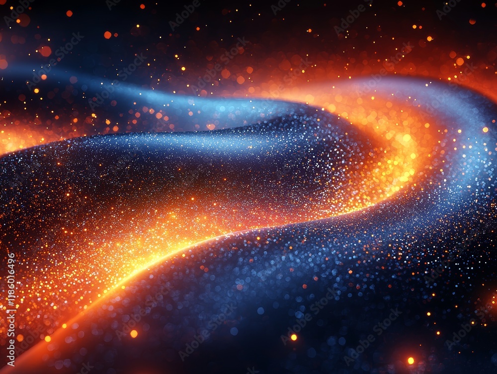 Poster dynamic motion paths of converging lines and dots in virtual abstract art