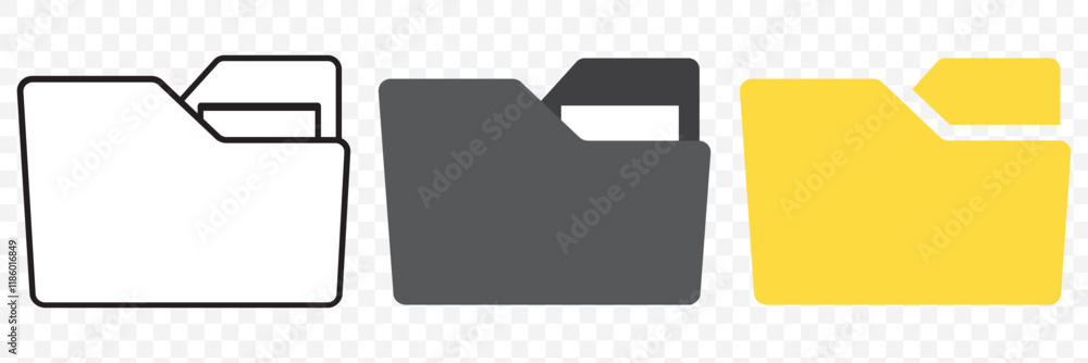 Poster folder icon vector set. desktop black and yellow folder icon. office document folder vector symbol. 
