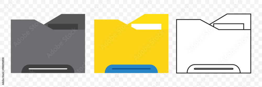 Poster folder icon vector set. desktop black and yellow folder icon. office document folder vector symbol. 