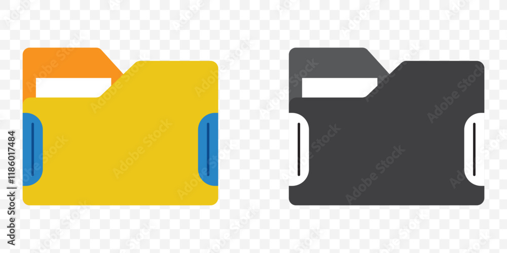 Poster set of icon folder computer file colourful document binder data archive, modern simple 3d yellow blu