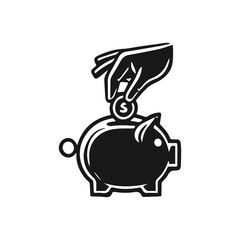 Piggy bank with money Saving. 