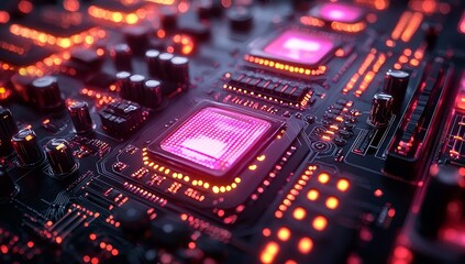 A modern concept is conveyed through a close-up 3D rendering of a high-tech environment, highlighting dynamic digital files and a virtual space