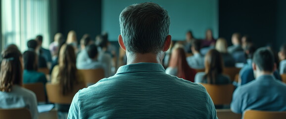 Speaking from the lectern stage 
lecture, conference, seminar, presentation, speech, graduation, inauguration, commencement  