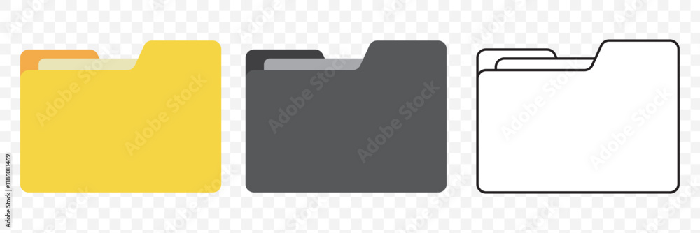 Poster folders icon collection. documents in folders. file folder vector icon set. eps 10.