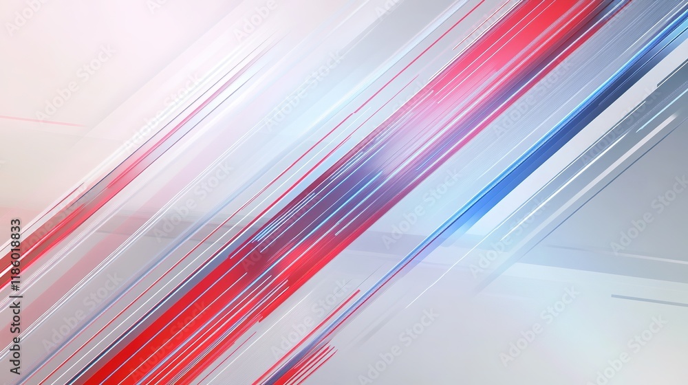 Poster dynamic red and blue diagonal lines on modern abstract background