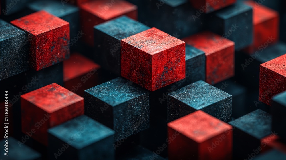 Poster a seamless looped video of modern animation and motion design with a red geometric background and cu