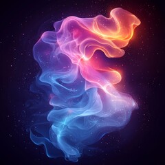 Abstract digital art environment illuminated by dynamic light waves, showcasing colorful energy concept