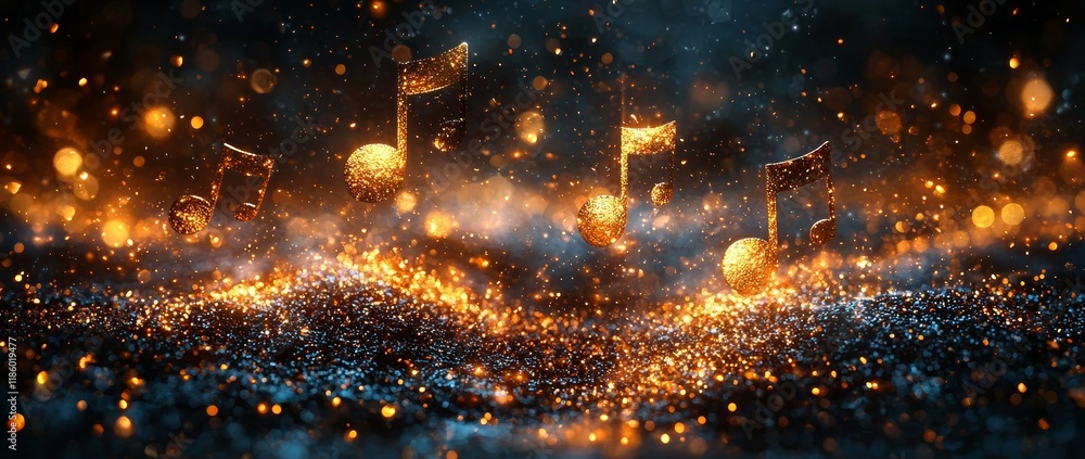 Poster dynamic music visualization in abstract digital art with motion graphics, creating a vibrant atmosph