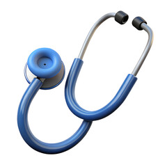 Stethoscope, 3d rendering blue stethoscope isolated on white background. Cartoon plastic style icon