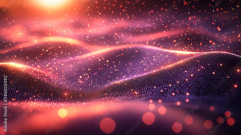 Poster high-resolution perspective captures the dynamic digital waves generating mesmerizing light patterns