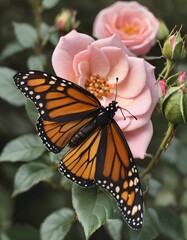 Obraz premium roses and butterflies, natural beauty