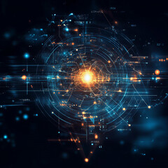 Fototapeta premium Futuristic digital artwork depicting energy patterns and light emanations in a cosmic setting