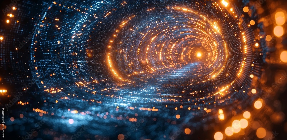 Poster the tunnel's swirling effect, enhanced by vivid lights and intricate patterns, generates a sense of 