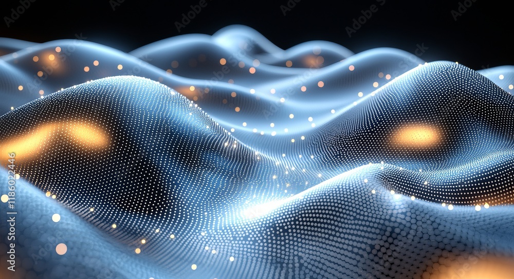 Poster in a dark space, mesmerizing movement is showcased through the ethereal visual experience created by