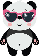Cool super star panda with heart sunglasses