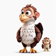 Fototapeta premium 3d animals cat, monkey, dog illustration cartoon character isolated on white background 