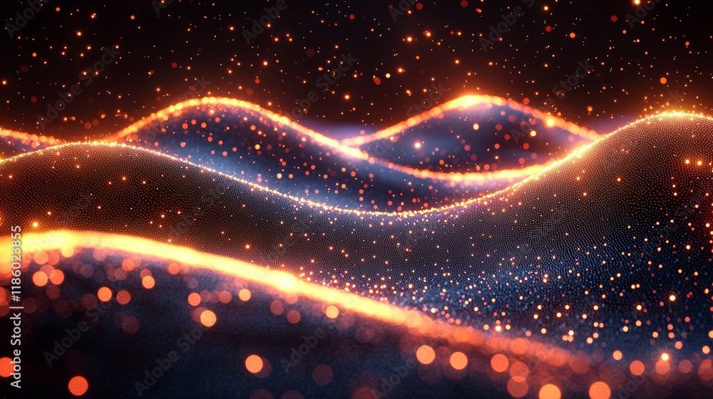 Poster digital wave visualization abstract concept motion graphics studio setting from an aerial perspectiv