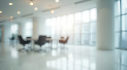 empty white business office with blurred background