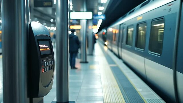 Urban Transit Commuter Scanning Card with Motion Background