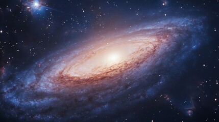 A Spiral Galaxy With Bright Stars And Dust Lanes