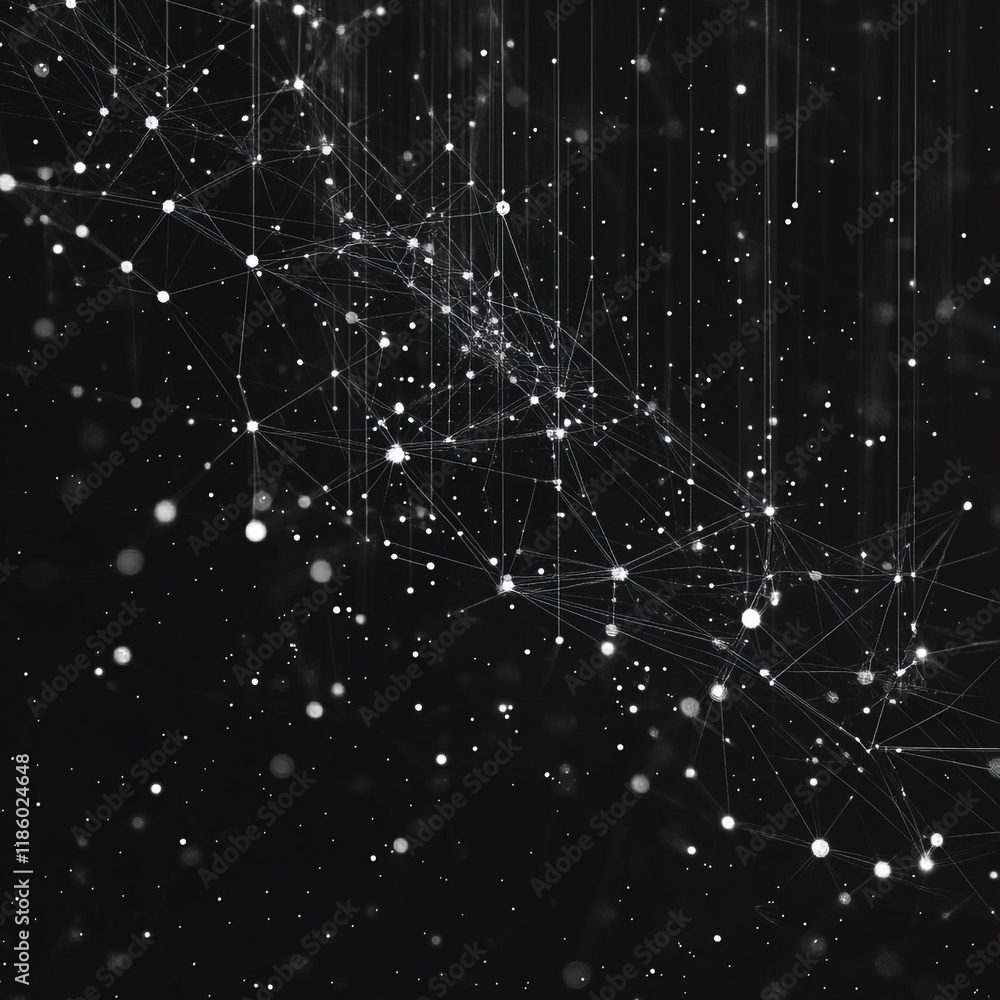 Poster elegant network of interconnected dots and lines on a dark background