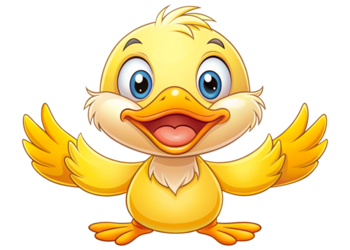 Cute little duck cartoon character isolated white background. Flat Cartoon Style Vector art illustration